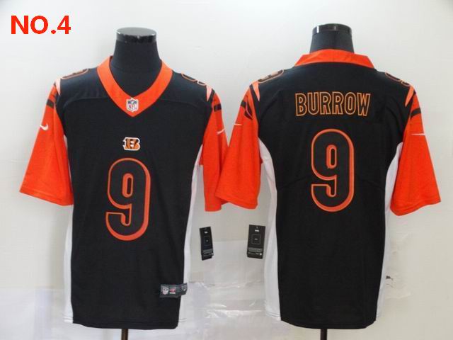 Men's Cincinnati Bengals 9 Joe Burrow Black Orange Jersey;